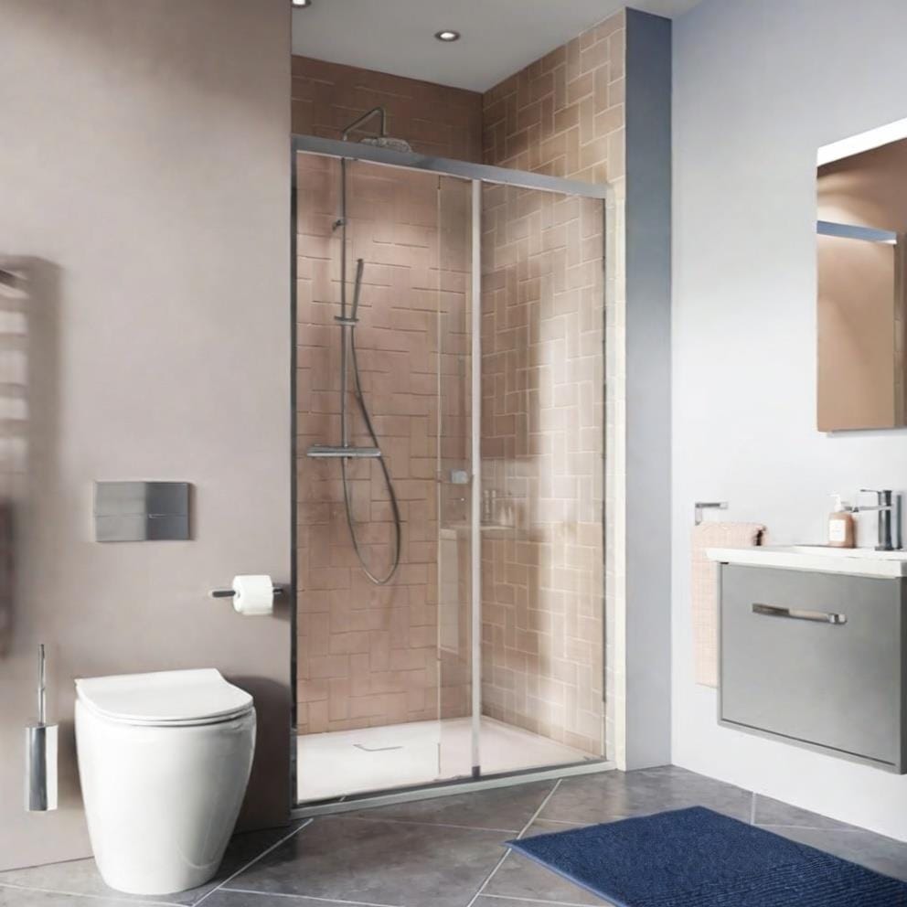 Crosswater Sliding Shower Door Silver / 1100mm Crosswater Clear 6 Single Sliding Shower Door