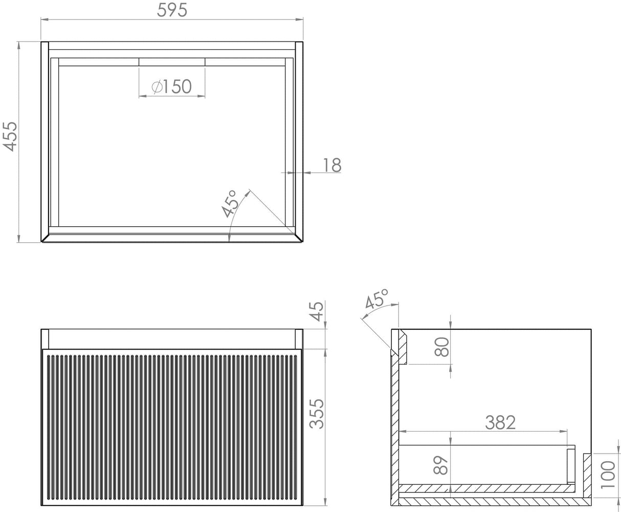 Saneux Wall Mounted Vanity Unit Saneux Monument Vanity Unit With Basin - 600 x 470mm - One Drawer - Wall Mounted