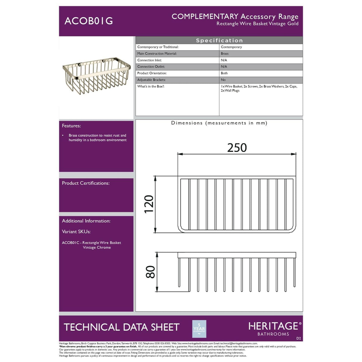 Heritage Basket Heritage Rectangular Wire Basket