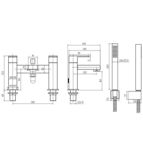 Crosswater Bath Shower Mixer Crosswater Verge Bath Shower Mixer with Kit in Brushed Brass