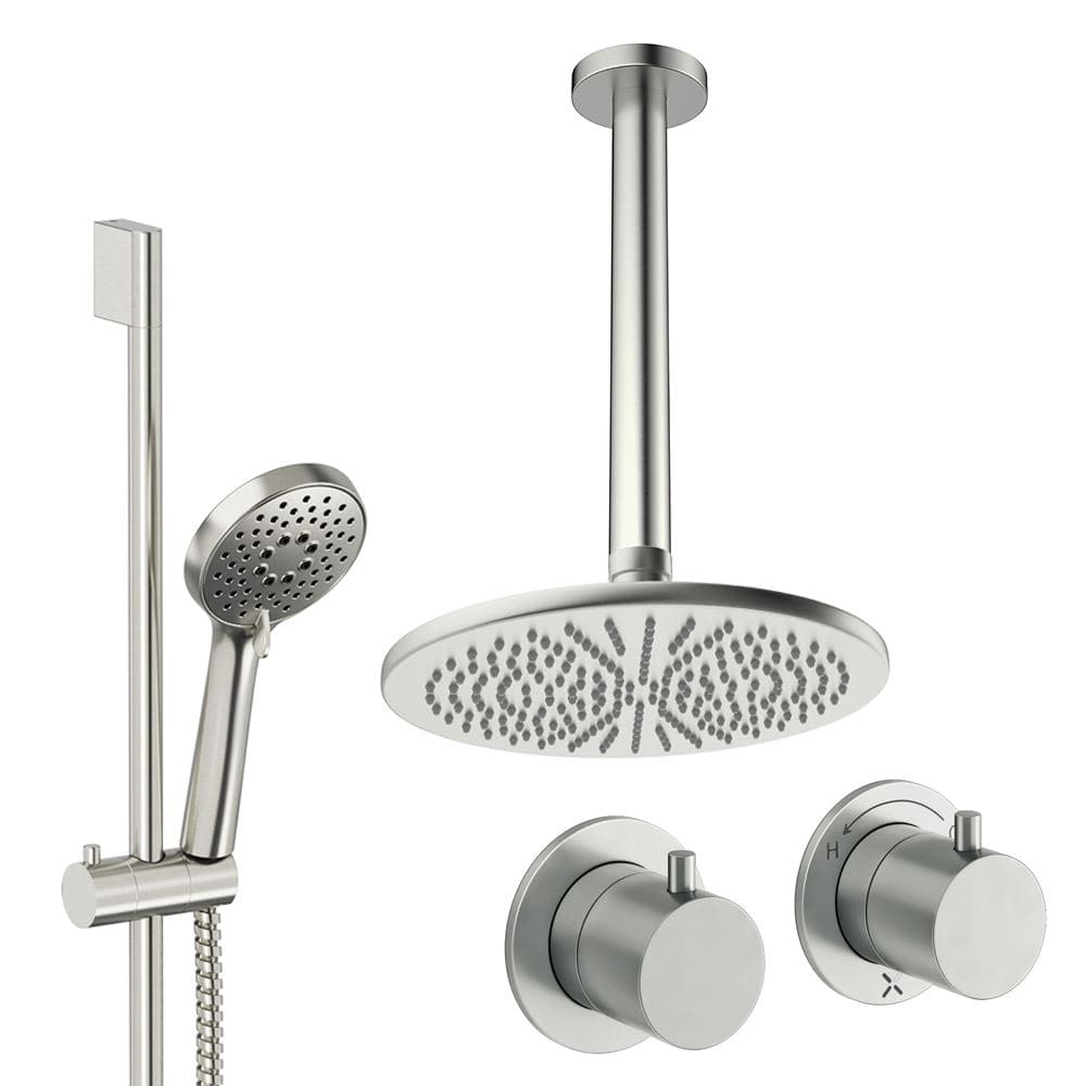 UK Bathroom Store Concealed Shower Set Crosswater Module Shower Set 2 with Riser Rail Kit and Overhead Shower