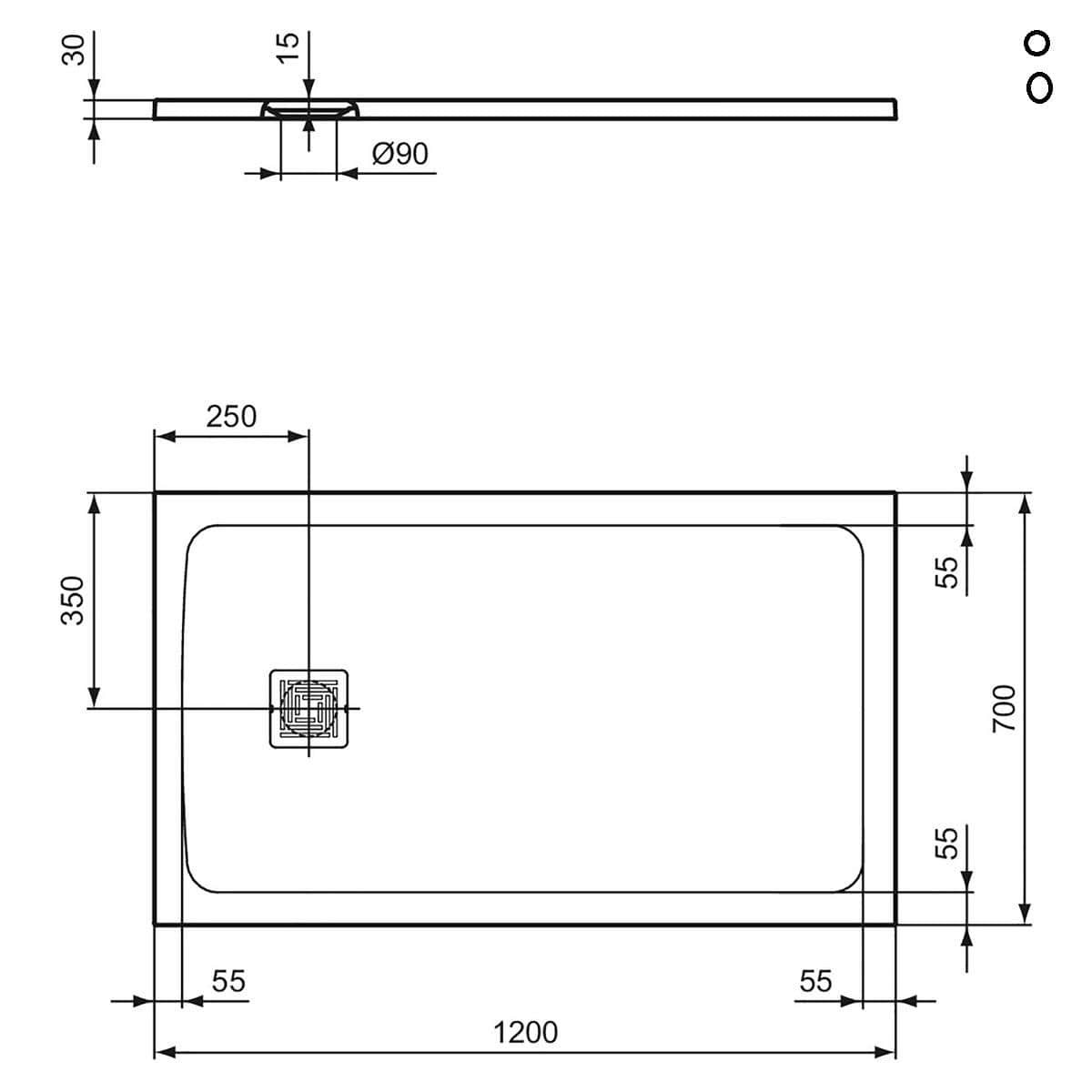Ideal Standard Rectangle Shower Tray Ideal Standard Ultra Flat S+ Shower Tray 30mm including Waste