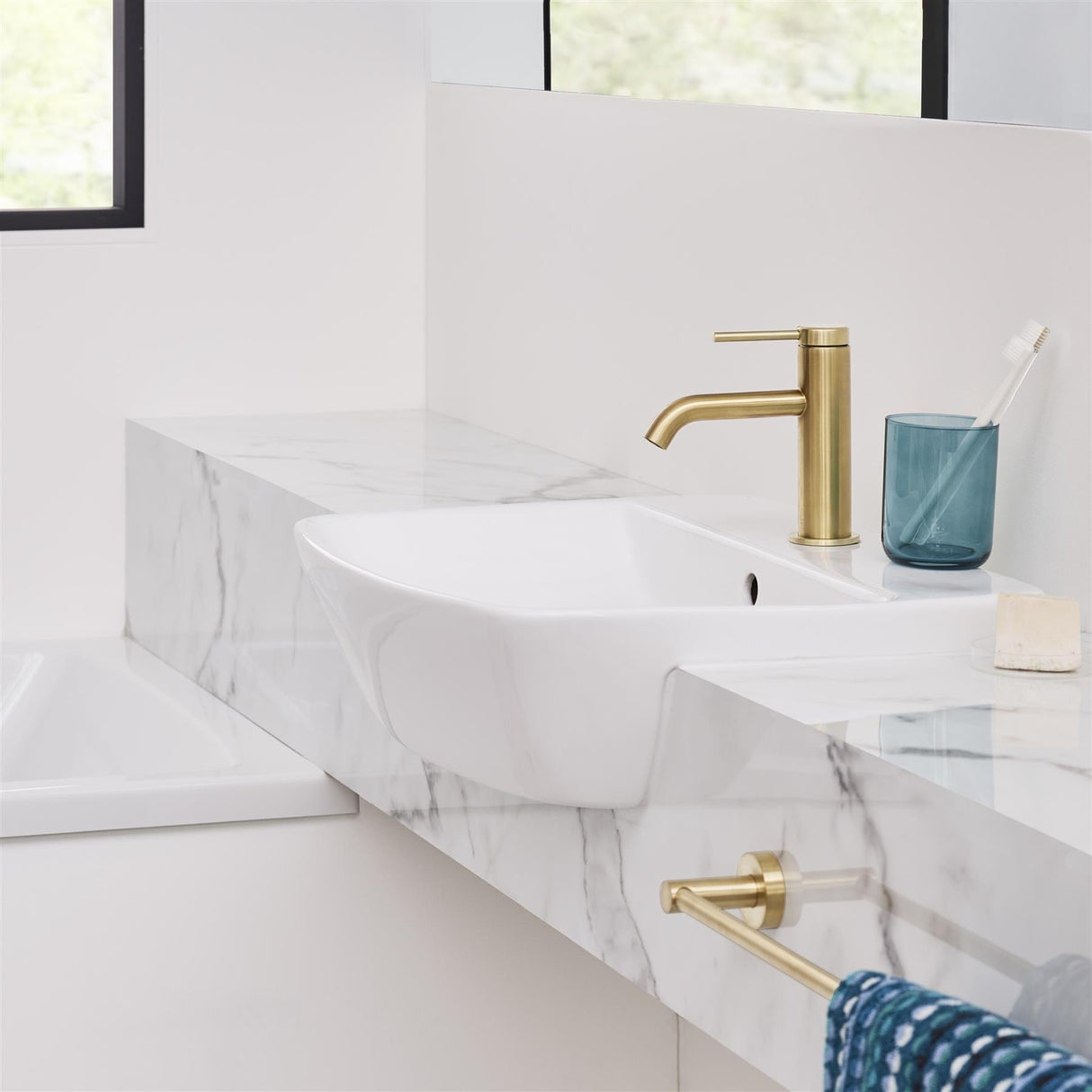 Britton Semi-Recessed Basin Britton MyHome Semi Recessed 1 Tap Hole 500mm Basin in White