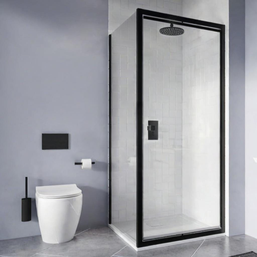 Crosswater Side Panel Matt Black / 900mm Crosswater Clear 6 Shower Door Side Panel