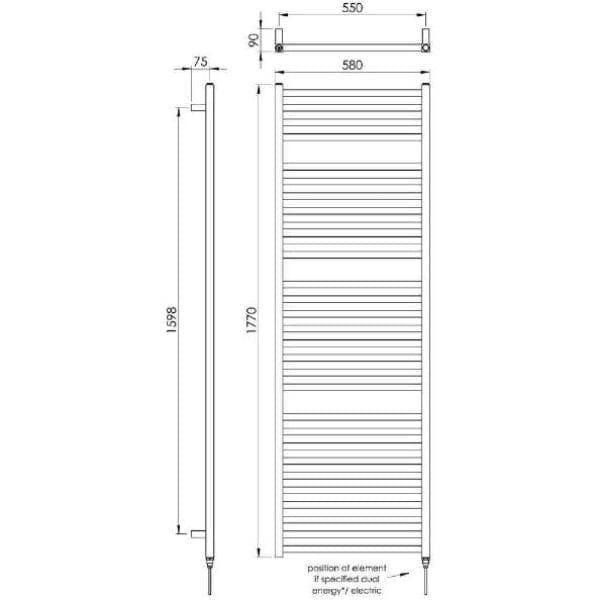 Vogue Designer Towel Radiator Vogue Squire Straight Designer Towel Rail in Chrome