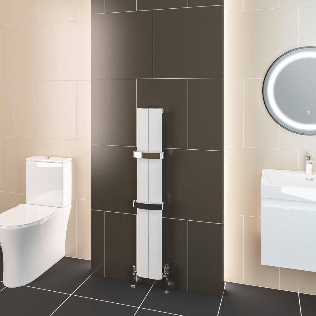 Eastbrook Panel Radiator 1200 x 185mm / Electric Only Eastbrook Berlini Straight Vertical Aluminium Radiator in Matt White