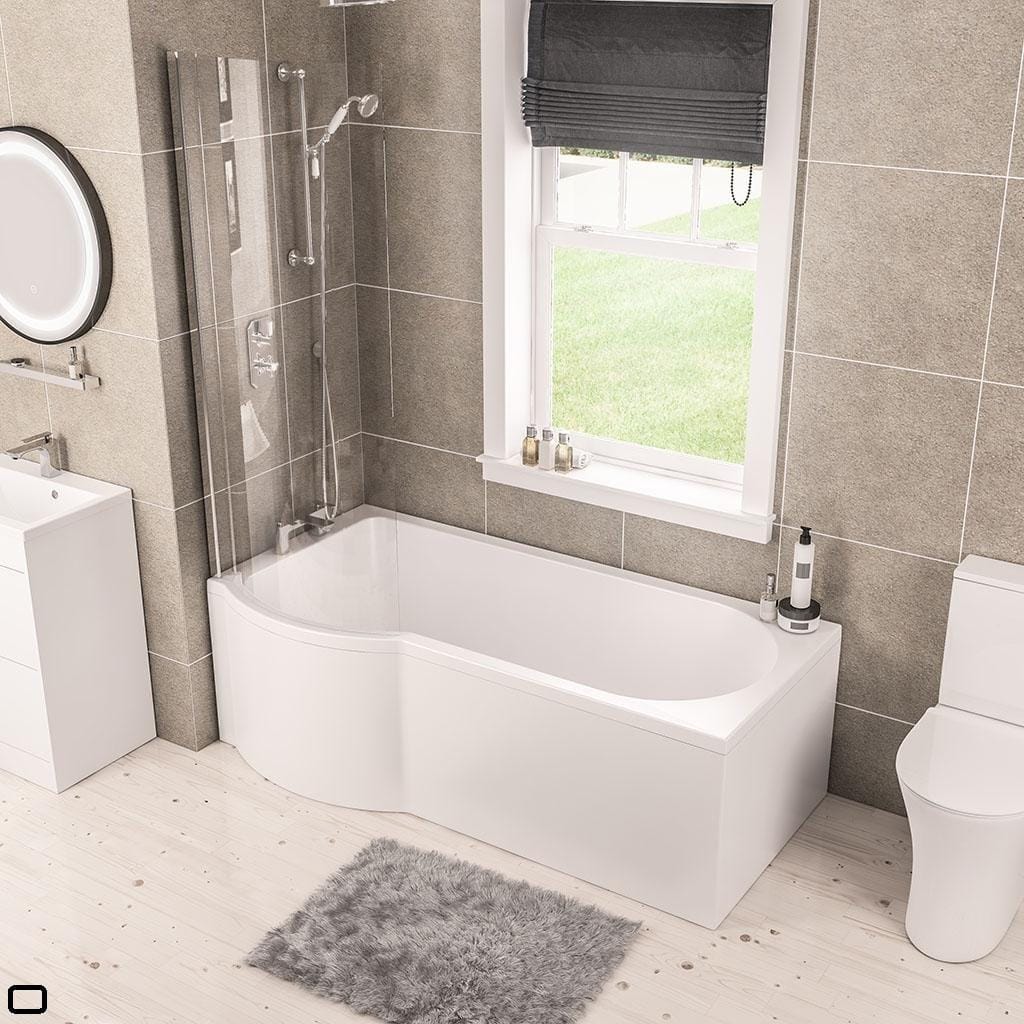 Eastbrook P-Shaped Shower Bath Eastbrook Portland P-Shape Shower Bath - 1700 x 850mm - Left Handed
