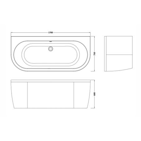 Aquarius Bathrooms Back To Wall Freestanding Bath Aquarius Lunar Curved Back to Wall Bath with Panel - 1700 x 750mm
