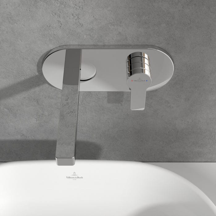 Villeroy & Boch Wall Mounted Basin Tap Villeroy & Boch Architectura Wall Mounted Single Lever Basin Mixer Tap with Pop Up Waste in Chrome