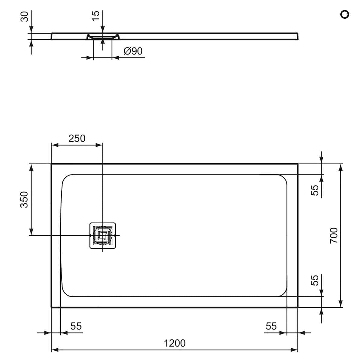 Ideal Standard Ultra Flat S+ Shower Tray 30mm including Waste