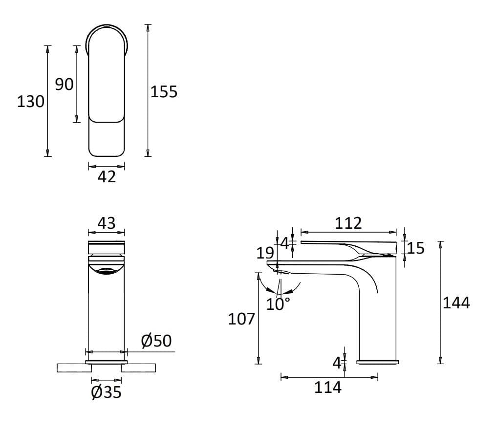 Crosswater Mono Basin Tap Crosswater Fuse Mono Basin Mixer Tap with Clicker Waste