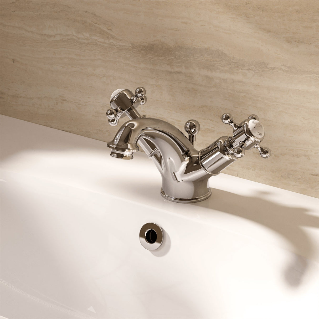 Crosswater Mono Basin Tap Crosswater Belgravia Crosshead Mono Basin Mixer Tap with Pop-Up Waste
