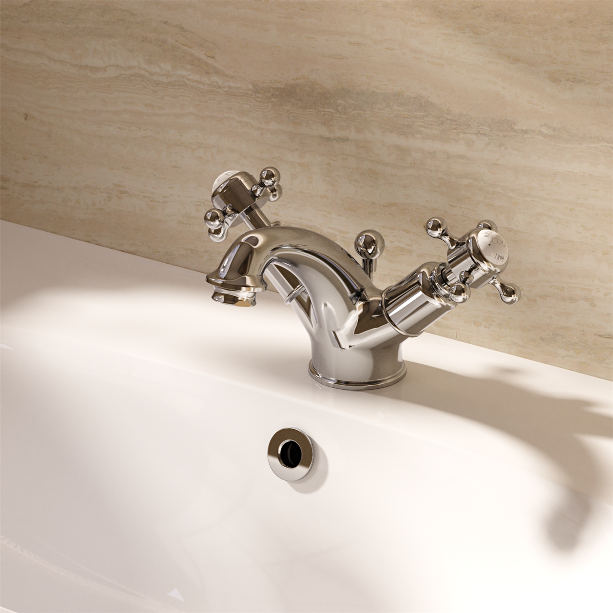 Crosswater Belgravia Crosshead Mono Basin Mixer Tap with Pop-Up Waste