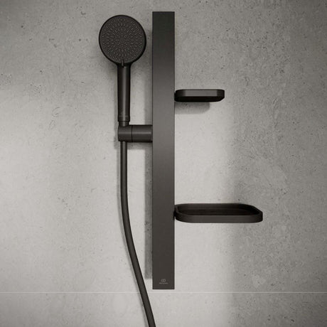 Ideal Standard Shower Riser Rail Silk Black Ideal Standard Ceratherm ALU+ Rigid Riser Rail with Handset and Shelves