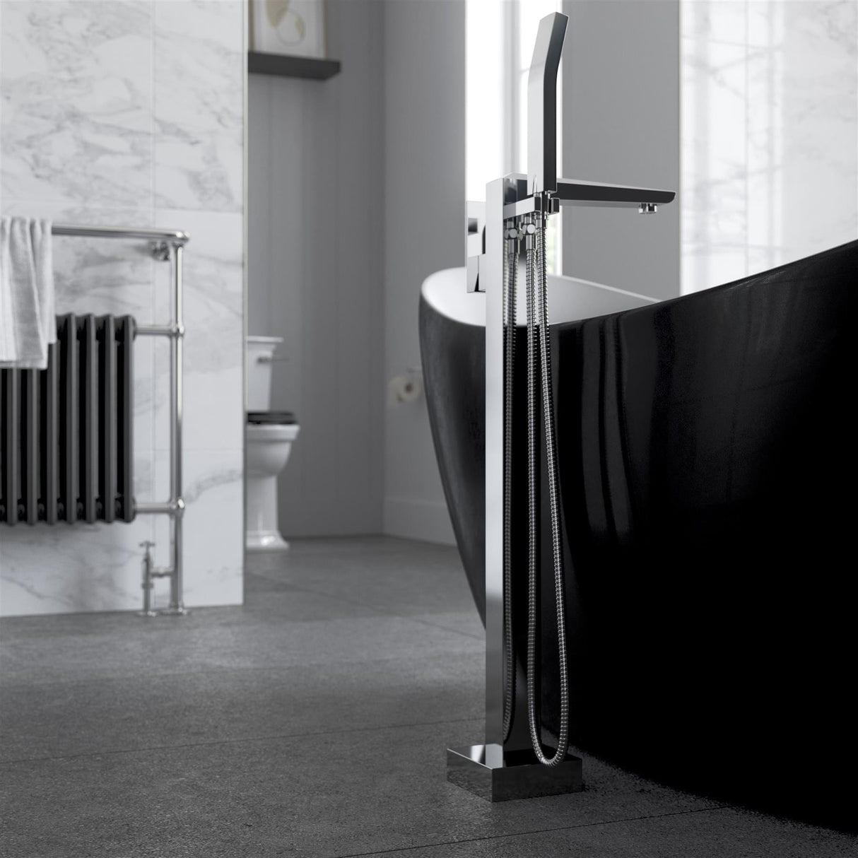 Heritage Modern Freestanding Bath Heritage Osterley Freestanding Acrylic Double Ended Bath -1735 x 730mm - in Matt Black Effect