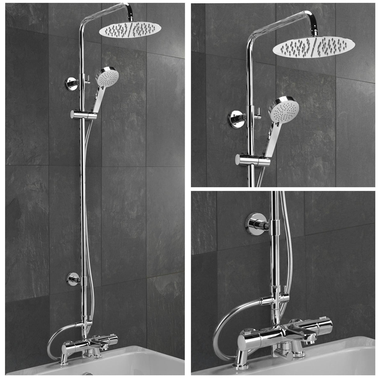 Sagittarius Exposed Shower Set Sagittarius Messina Deck Mounted Thermostatic Bath Shower Mixer and Rigid Riser Kit in Chrome