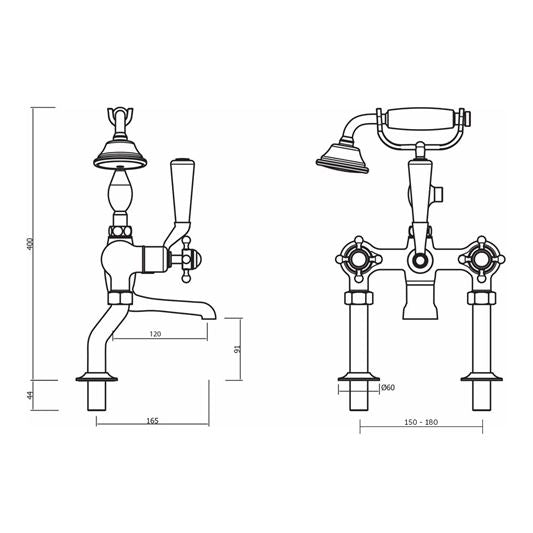 Crosswater Belgravia Crosshead Bath Shower Mixer with Shower Kit