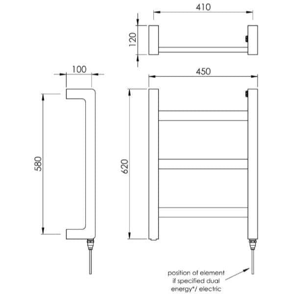 Vogue Designer Towel Radiators Vogue Boxa Straight Designer Towel Radiator in Chrome