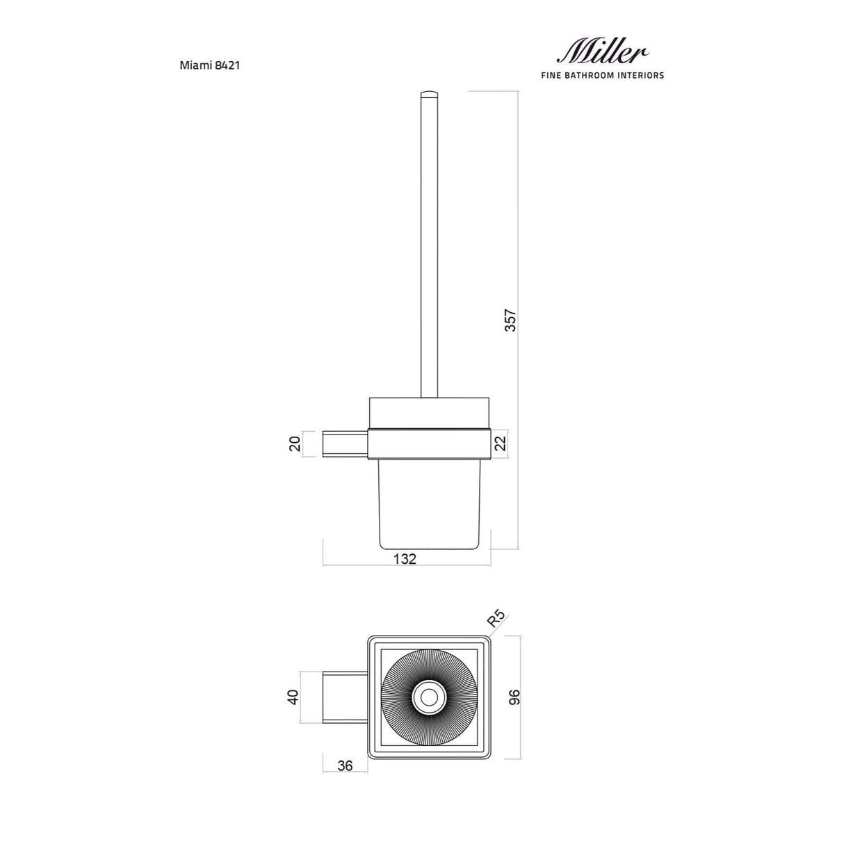 Miller Toilet Brush Miller Miami Wall Mounted Toilet Brush and Holder