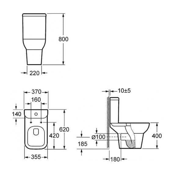 Imex Close Coupled Toilet Imex Suburb Open Back Close Coupled Toilet with Square Cistern and Soft Close Seat in White