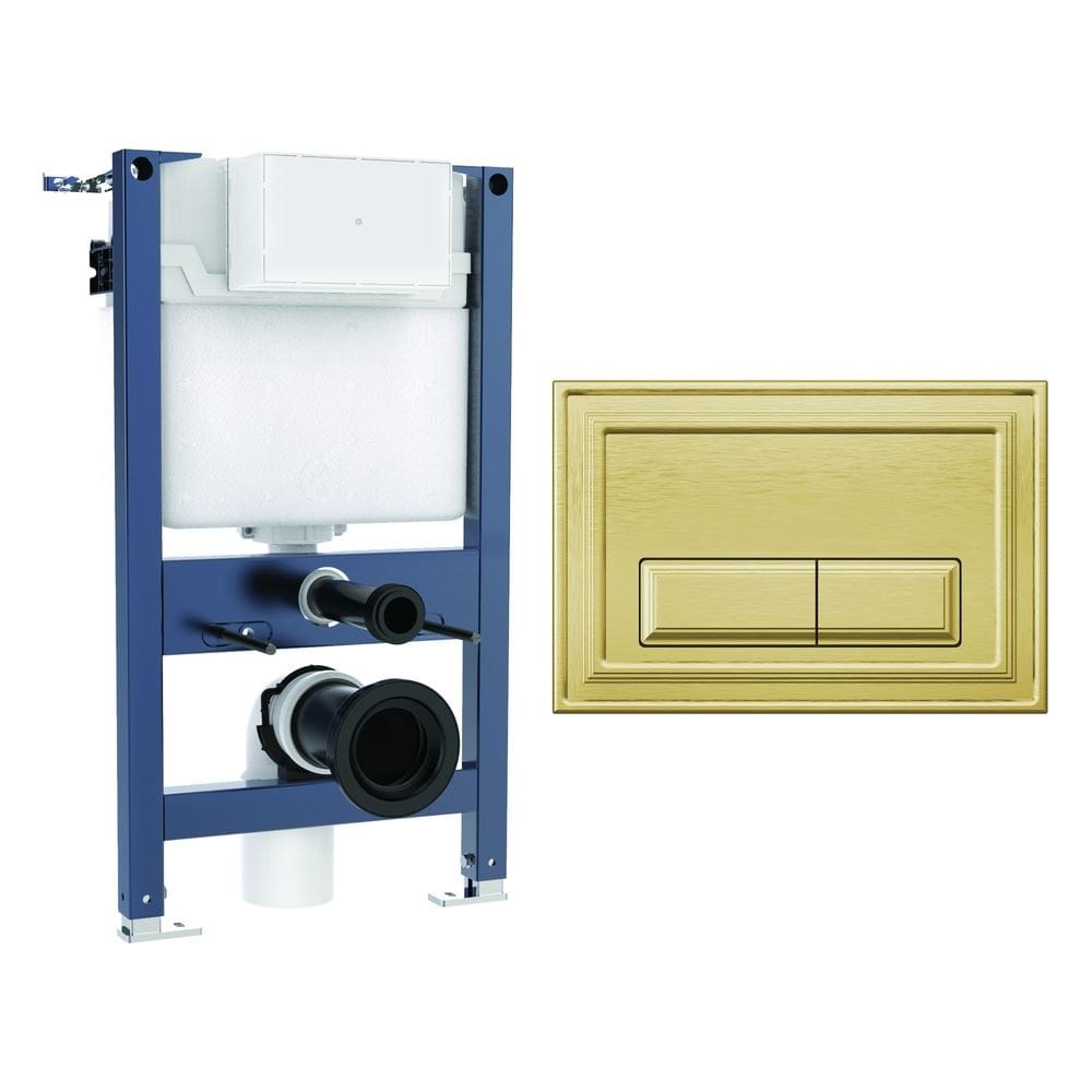 Crosswater Wall Hung WC Frame Belgravia Plate in Brushed Brass Crosswater 0.82m Dual Flush WC Support Frame Set with Flush Plate