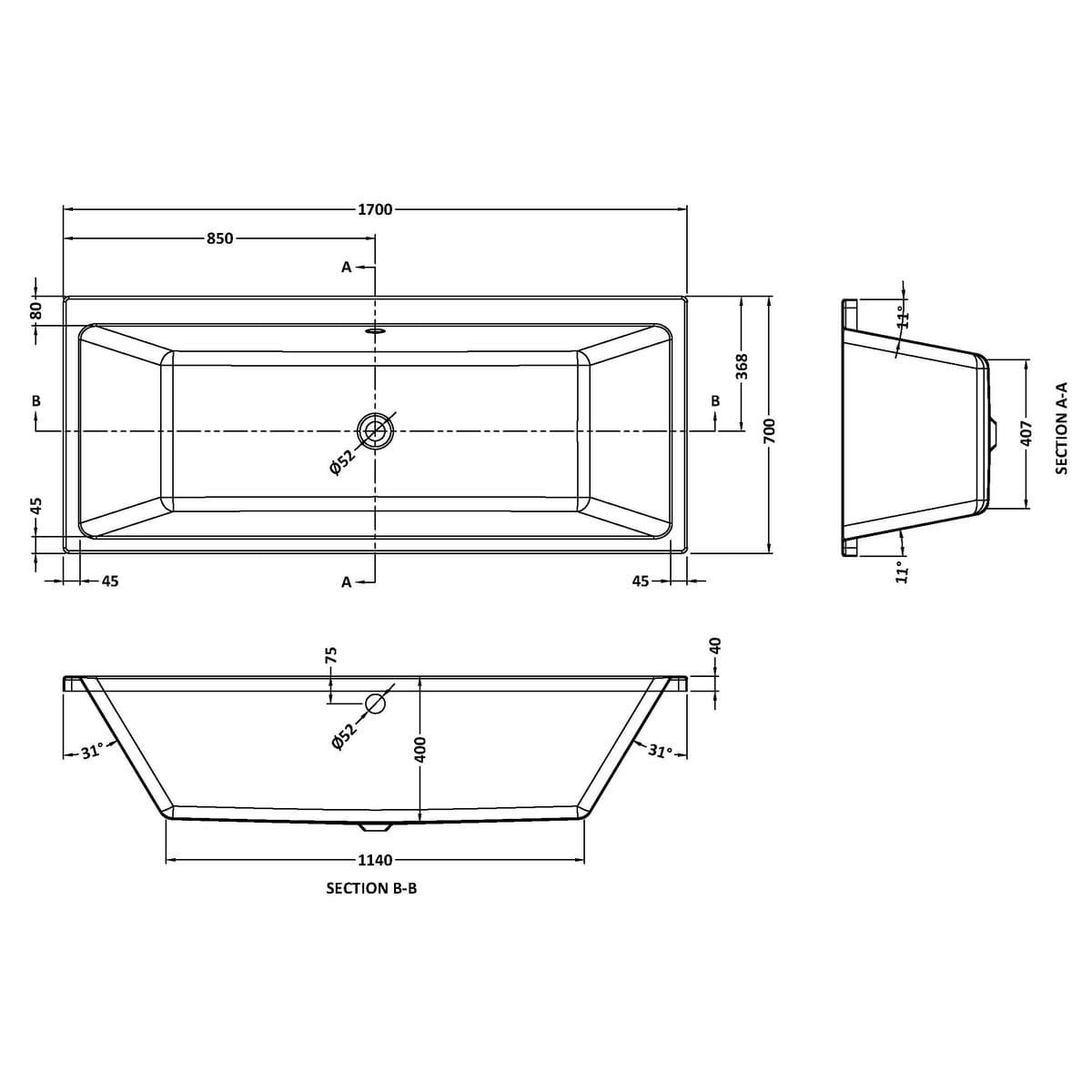 Aquarius Bathrooms Double Ended Bath Aquarius Brenig Double Ended Bath With Legs Set
