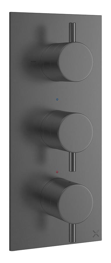 Crosswater Concealed Shower Valve Slate Crosswater MPRO 2 Outlet, 3 Handle Concealed Thermostatic Shower Valve