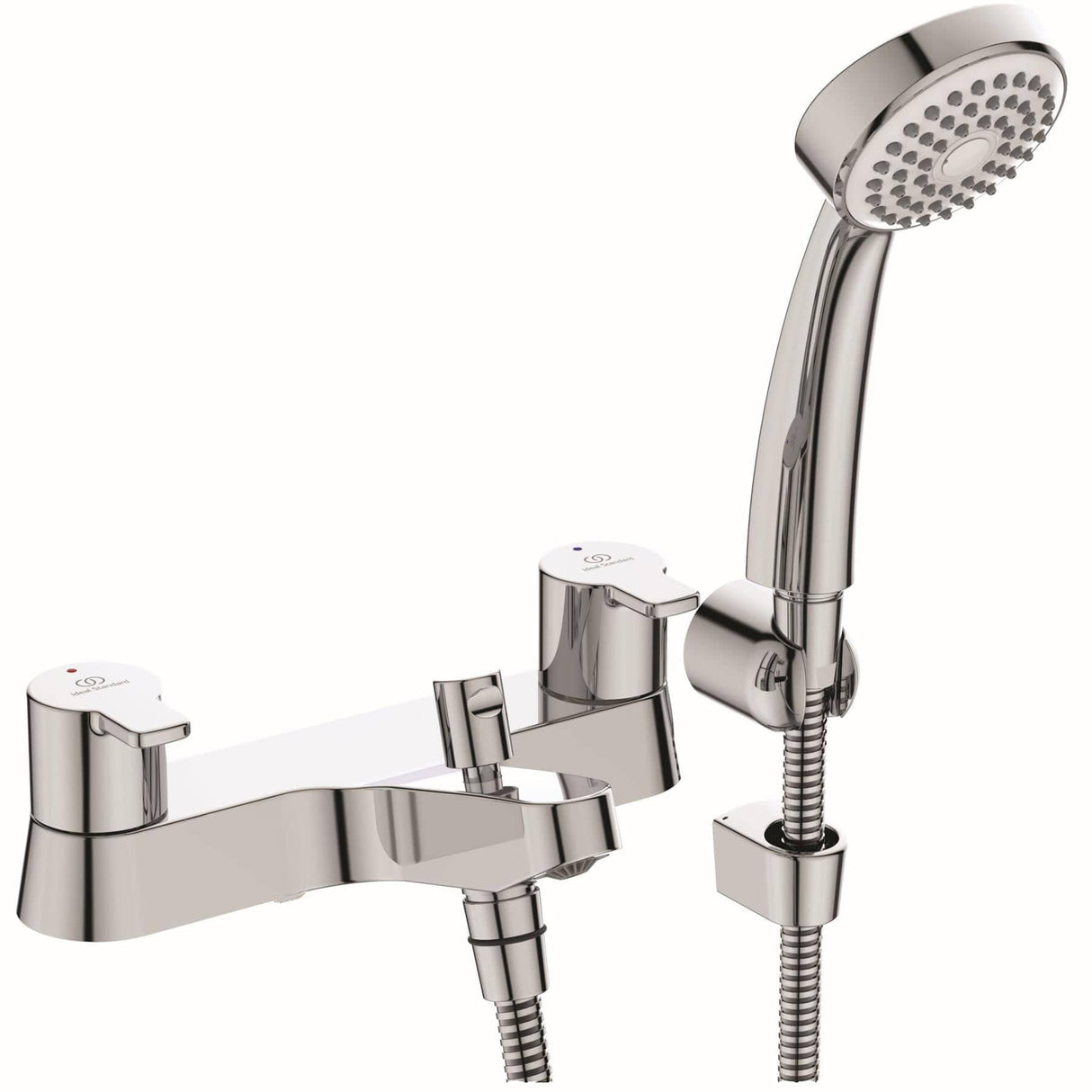 Ideal Standard Bath Shower Mixer Ideal Standard Calista Dual Control 2 Hole Bath Shower Mixer Tap with Shower Set in Chrome