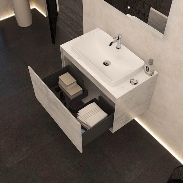 Imex Wall Mounted Vanity Unit Imex Arco Wall Hung 800mm Single Drawer Vanity Unit with Worktop and Inset Basin