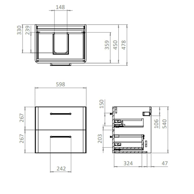 Britton Wall Mounted Vanity Unit Britton Camberwell Wall Mounted 1000mm Vanity Unit with Basin or Worktop