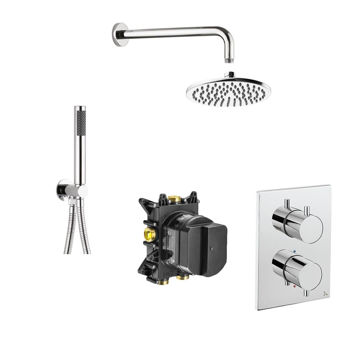 Crosswater Concealed Shower Set Chrome / 300mm Shower Head Crosswater Crossbox 2 Handle 2 Outlet Shower Bundle Version 2