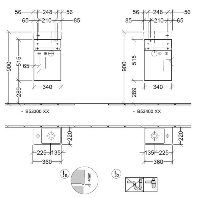 Villeroy & Boch Cloakroom Vanity Unit Villeroy & Boch Arto Wall Mounted 360mm One Door Cloackroom Vanity Unit with Basin