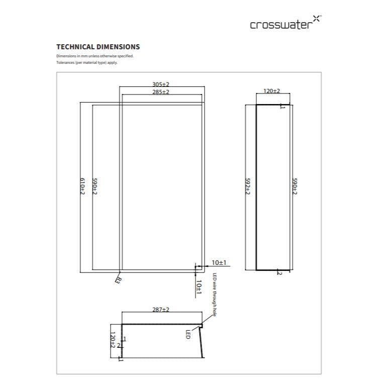 Crosswater Shower Niche Crosswater Rectangular Shower Niche with LED - 610 x 305 x 120mm