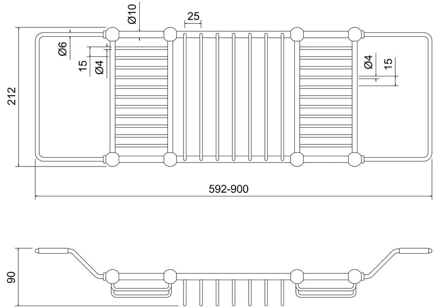 Burlington Bath Rack Burlington Brass Extendable Bath Rack in Chrome