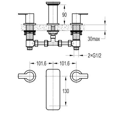 Flova 3 Tap Hole Basin Set Flova Spring 3 Hole Basin Mixer Tap with Clicker Waste in Diamond Chrome