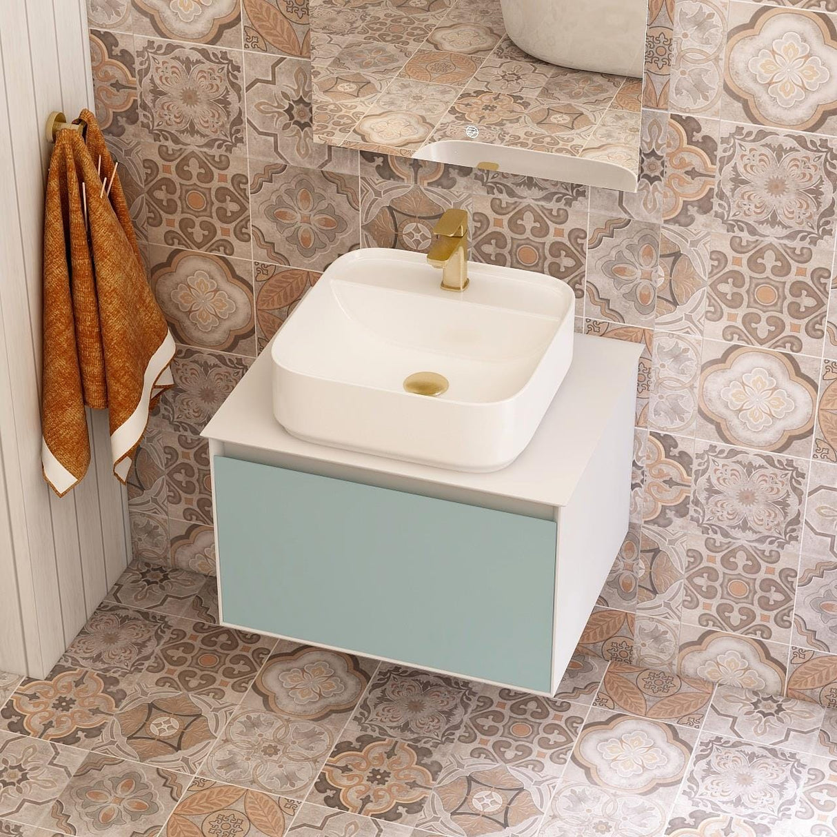 Imex Wall Mounted Vanity Unit Imex Essence Wall Mounted 600mm Single Drawer Vanity Unit with Worktop and 1 Tap Hole Basin