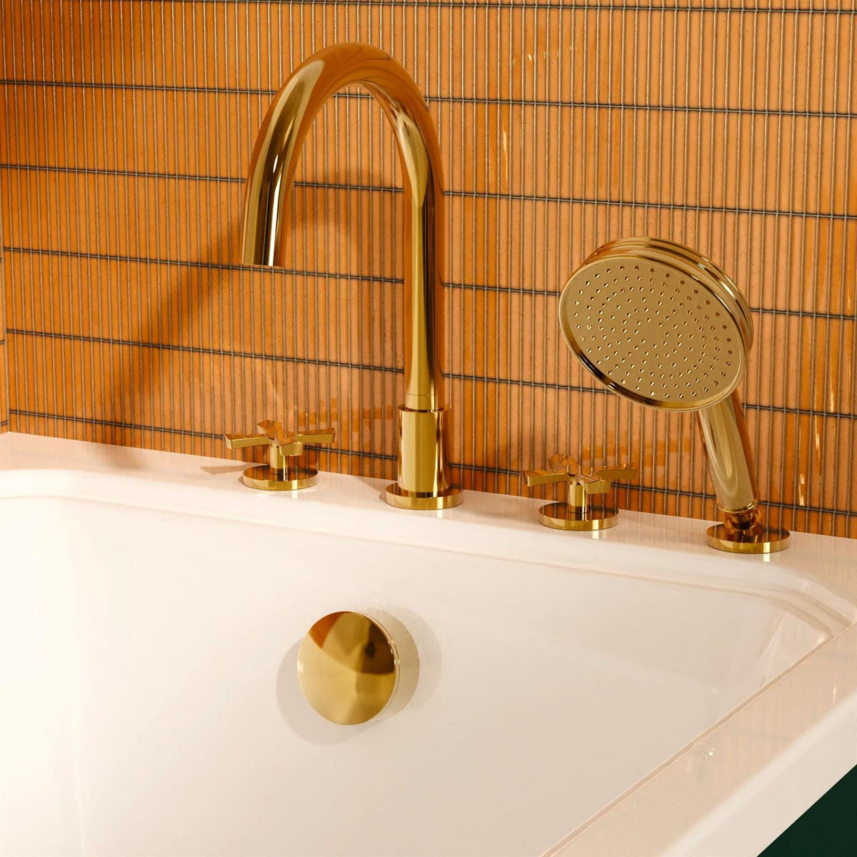 Burlington 4 Tap Hole Bath Set Gold Burlington Riviera 4 Hole Bath Mixer Tap and Shower Handset