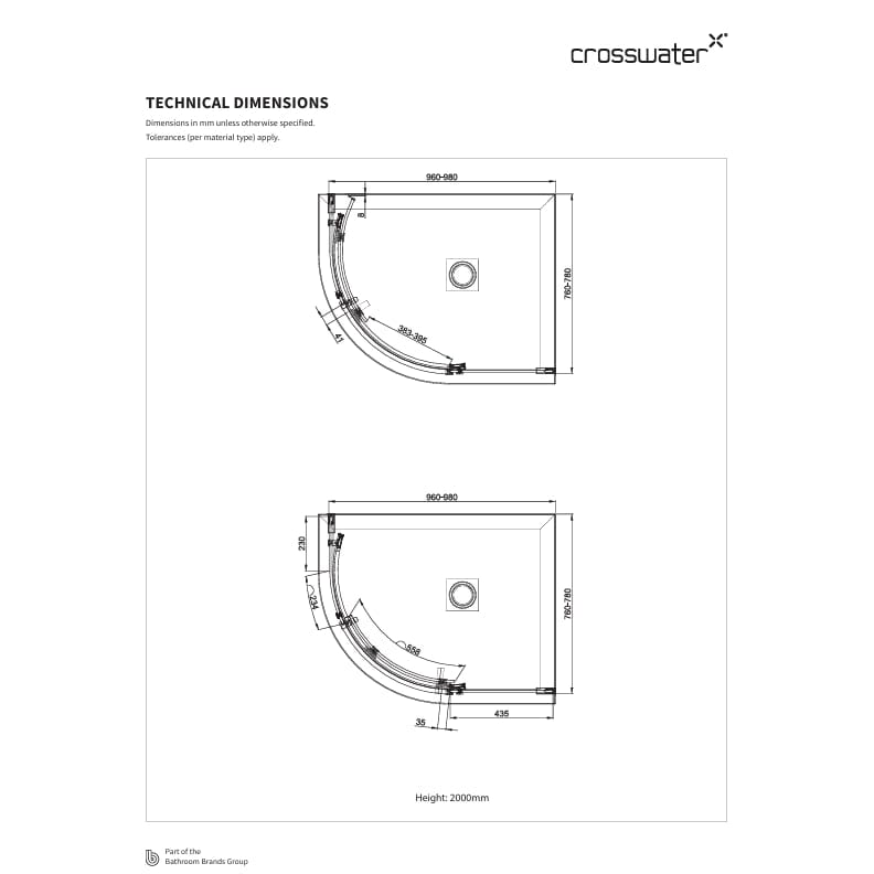 Crosswater Quadrant Shower Enclosure Crosswater Optix Single Door Quadrant Shower Enclosure