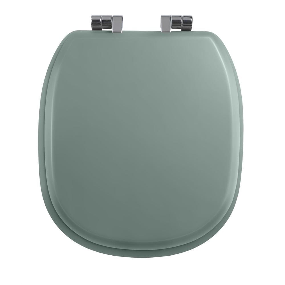 Imperial Toilet Seat Sea Mist Grained / Chrome Imperial Radcliffe Solid Wood Painted Toilet Seat with Soft Close Hinges