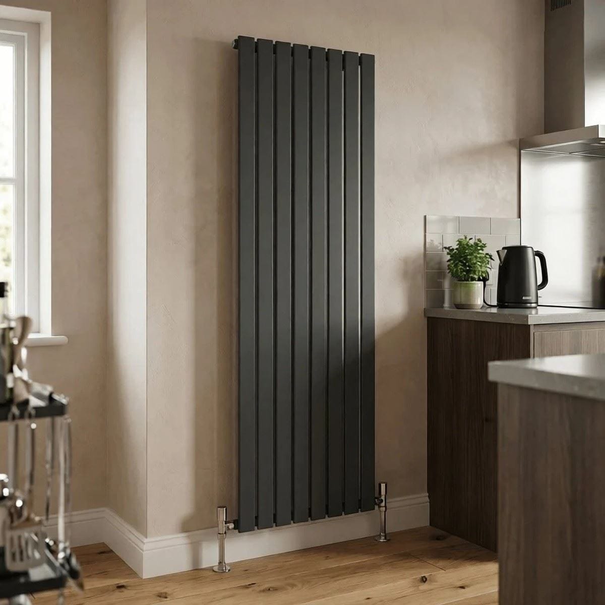 Aquarius Bathrooms Panel Radiator 1800 x 560mm / Anthracite Aquarius Flat Single Vertical Radiator