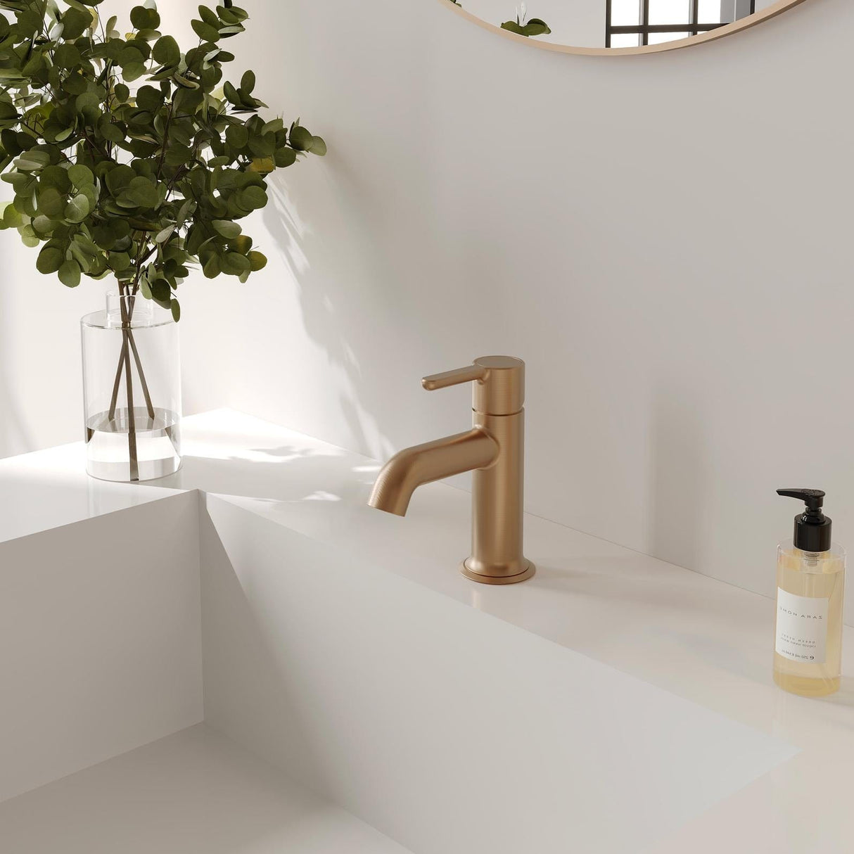 Flova Mono Basin Tap Brushed Bronze Flova Moonlight Mini Basin Mixer Tap with Clicker Waste