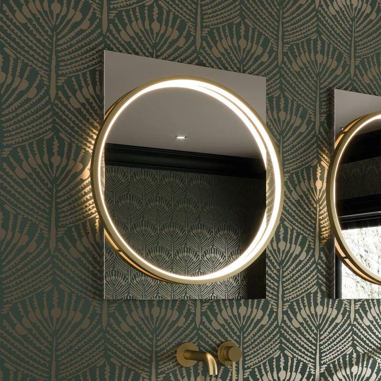 HiB Illuminated Mirror Brushed Brass / 500 x 700mm HiB Solas Round LED Illuminated Mirror