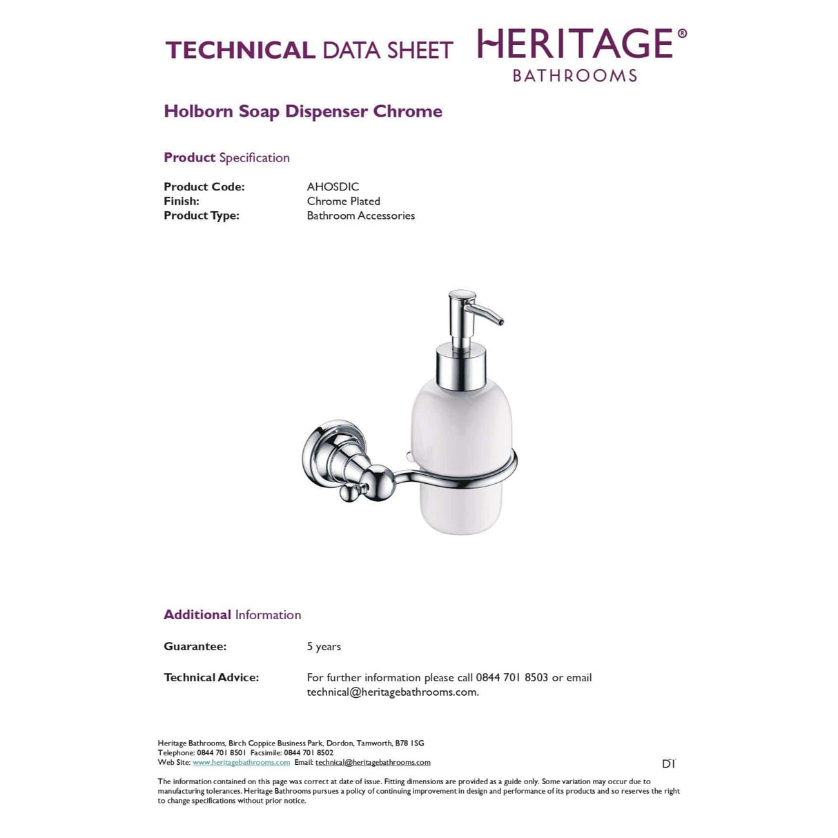 Heritage Soap Dispenser Heritage Holborn Soap Dispenser - Chrome