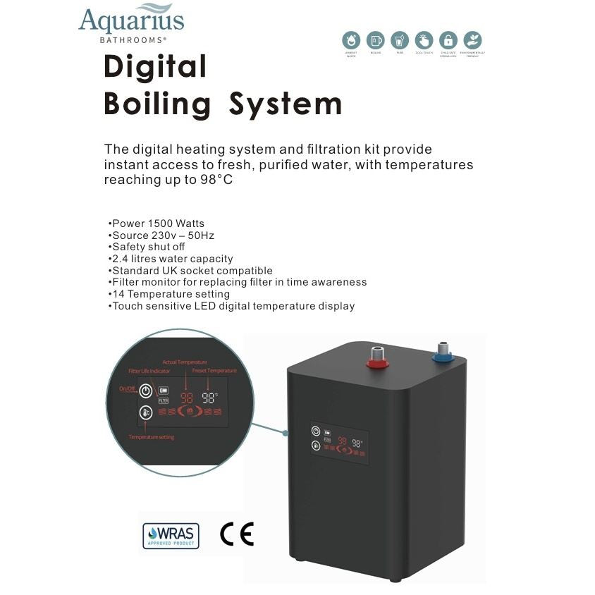 Aquarius TrueCook 3-in-1 Instant Hot Water Kitchen Tap with Square Spout