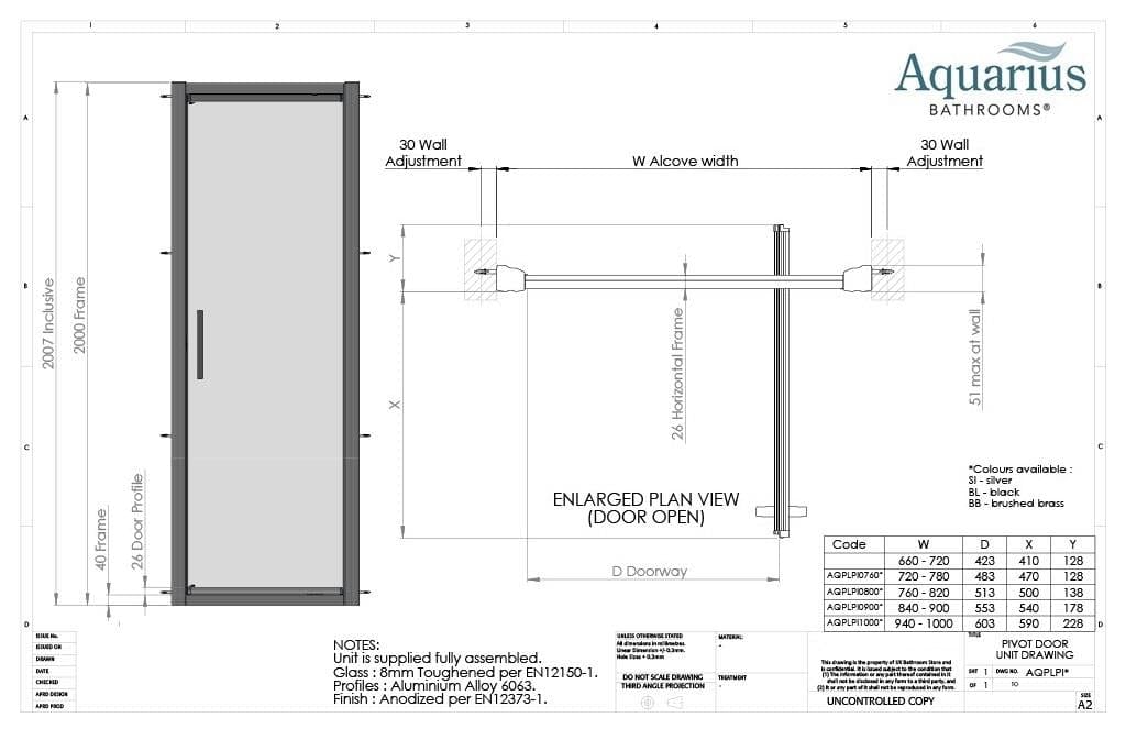 Aquarius Pivot Shower Door Aquarius Pluvia 8mm Pivot Shower Door