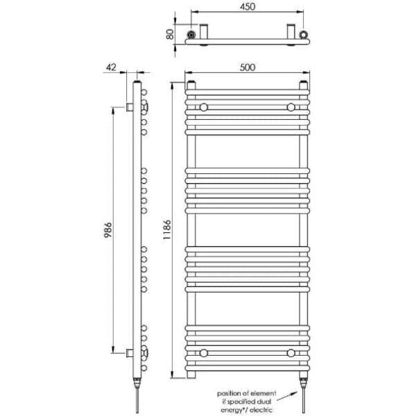 Vogue Designer Towel Radiator Vogue Tune Straight Designer Towel Radiator in Chrome