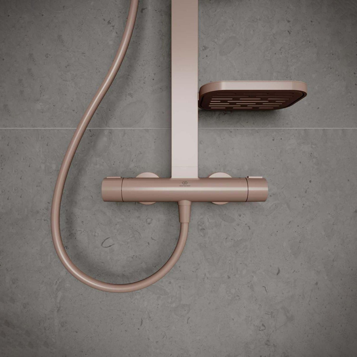 Ideal Standard Exposed Shower Set Ideal Standard Ceratherm ALU+ Exposed Shower Valve Set with Fixed Riser, Showerhead, Handset and Shelves