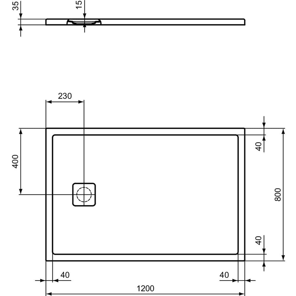 Ideal Standard Rectangle Shower Tray Ideal Standard Ultra Flat EVO 35mm Shower Tray in Silk White with Waste