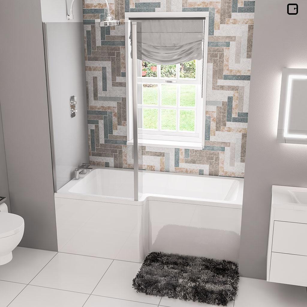 Eastbrook L-Shaped Shower Bath 1700 x 850mm / 5mm / Left Handed Eastbrook Portland L-Shape Shower Bath