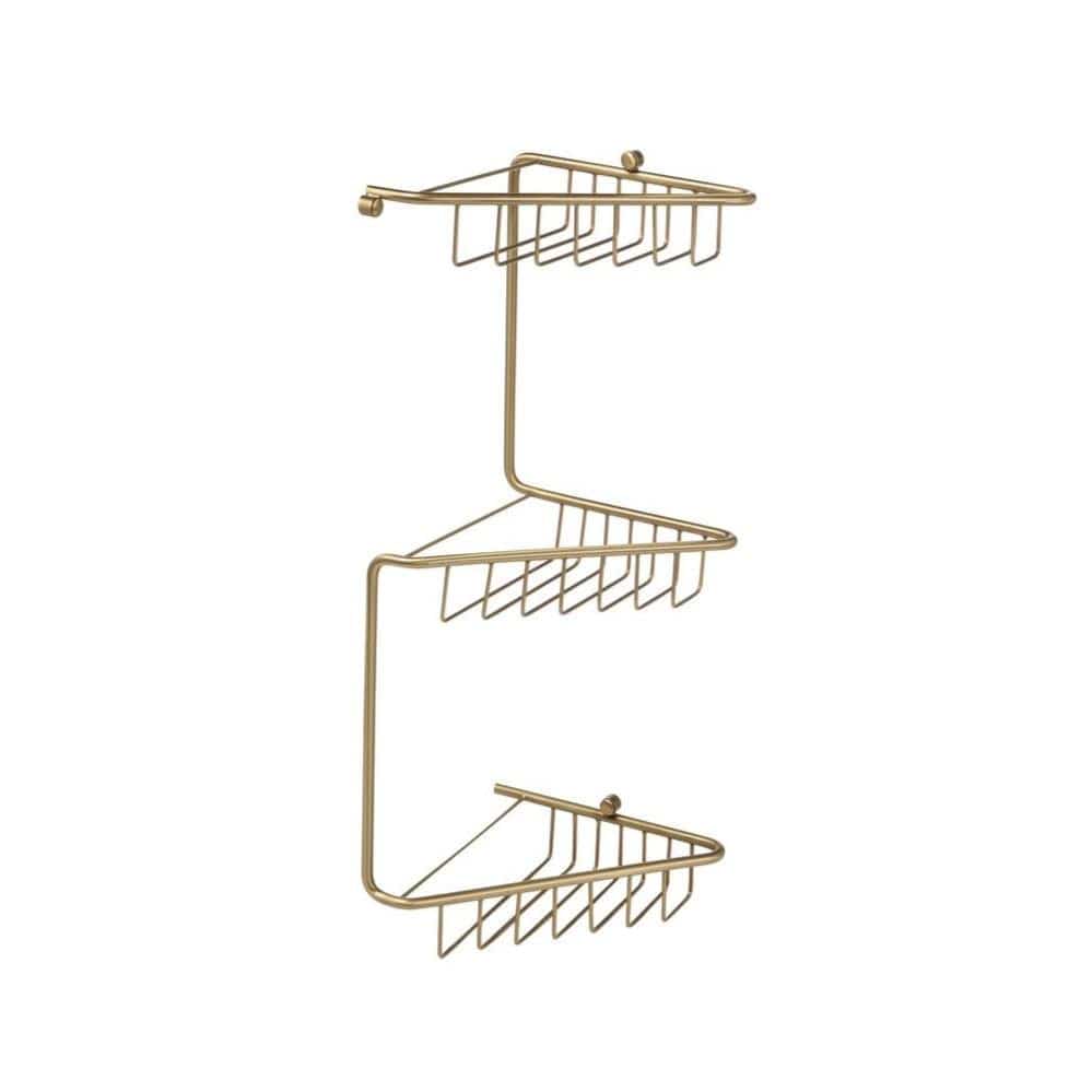 Aquarius Bathrooms Basket Brushed Brass Aquarius 3 Tier Corner Shower Caddy